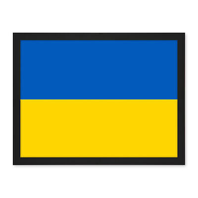 Póster de Ucrania Bandera Nacional Banderas Mundiales País Enmarcado Arte Imagen Impreso 18X24