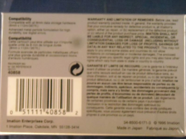 3M 8MM D8-112 DATA TAPE Digital Data Storage
