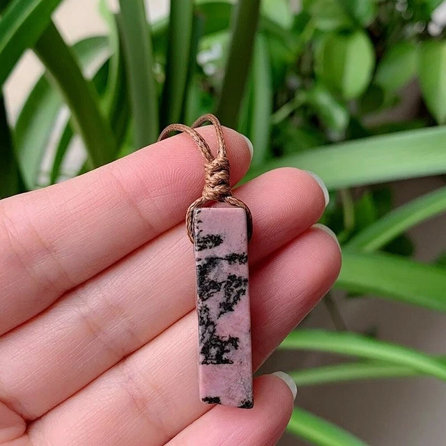 Natural Stone Energy w/Rope Chain Necklace Chakra Crystal Pendant Gemstone