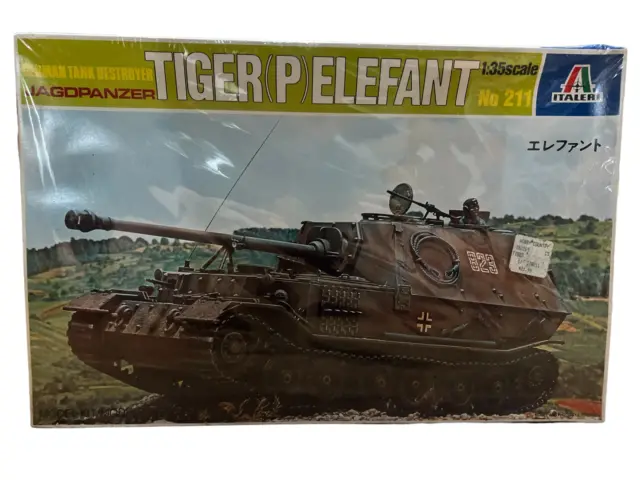 Vtg Italeri Allemand Tank Destroyer Tigre (P) Elefant 1/35 Maquette Kit