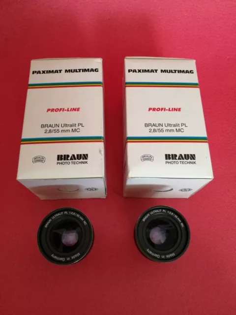 2 Weitwinkelobjektive für Rollei MSC twin; 2x Braun Ultralit PL 2,8/55 mm Profi