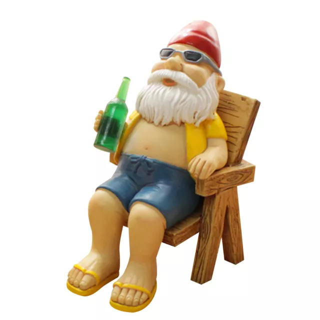 Garden Gnome Statue Resin Gnome Sitting in a Chair Ornament Garden Decoration