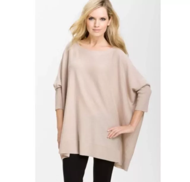 Diane Von Furstenberg Pale Camel Wool Cashmere Sz P/S Ahiga-Bis Sweater Poncho