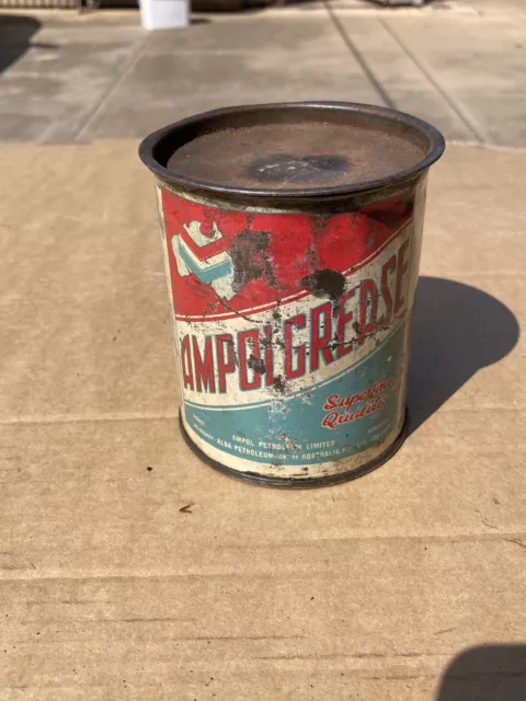 Vintage AMPOL Chevron AMPOLGREASE 1 lb. Grease Tin