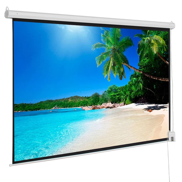 92 Motorized Projector Screen with Remote - Matte White - 16:9 Aspect Ratio