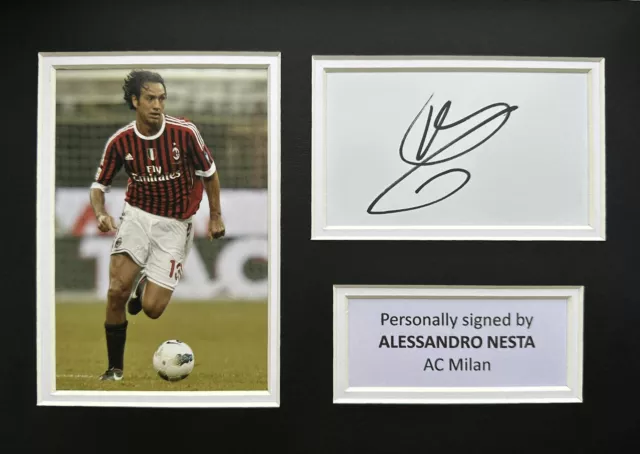Alessandro Nesta Hand Signed Ac Milan A4 White Card Display + Proof + Coa 2