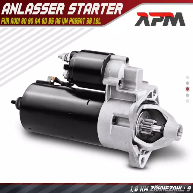 Anlasser Starter 1,8 KW für Audi 80 90 A4 8D B5 8E A6 4B C5 VW Passat 3B 1.9 TDI