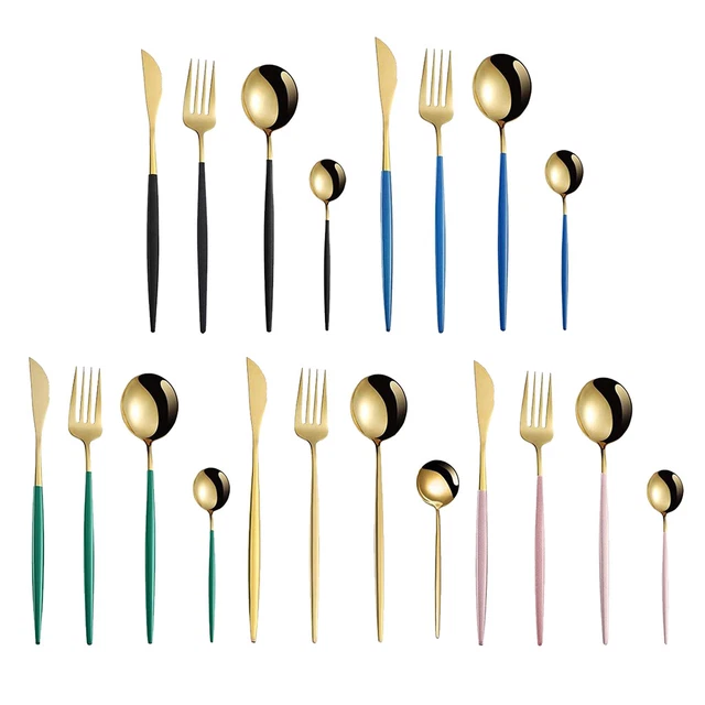 4er Edelstahl Besteck Set Geschirr Kaffee Tee Suppenmesser Gabel Löffel