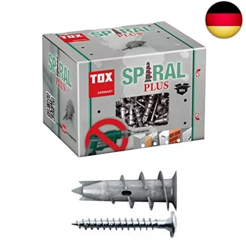 TOX Gipskartondübel Spiral Plus 37-2 + Schraube mit PH2-Antrieb, 32 mm, für e