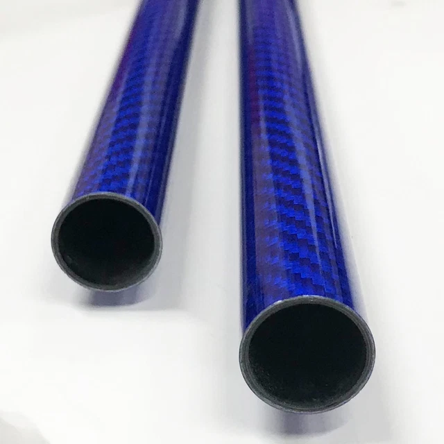 Blue - Carbon Fiber Tube - 25mm x 23mm x 500mm - 3K Roll Wrapped