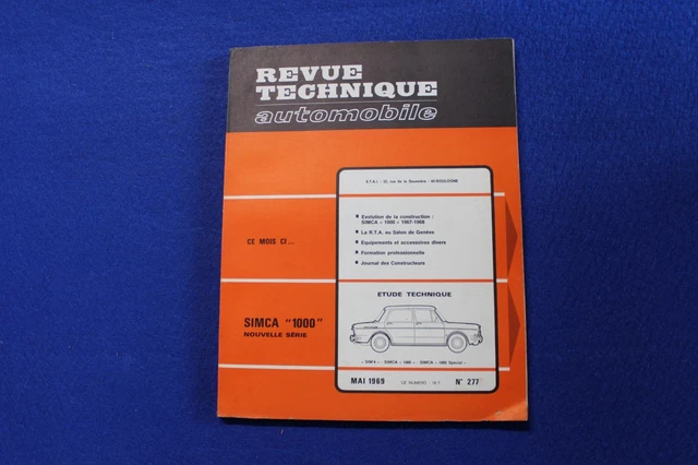 Revue Technique Automobile (RTA) Simca 1000 900 Semi Automatique 1962-1968