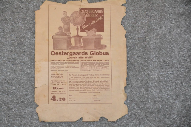 Werbeprospekt Ostergaards Globus von 1931