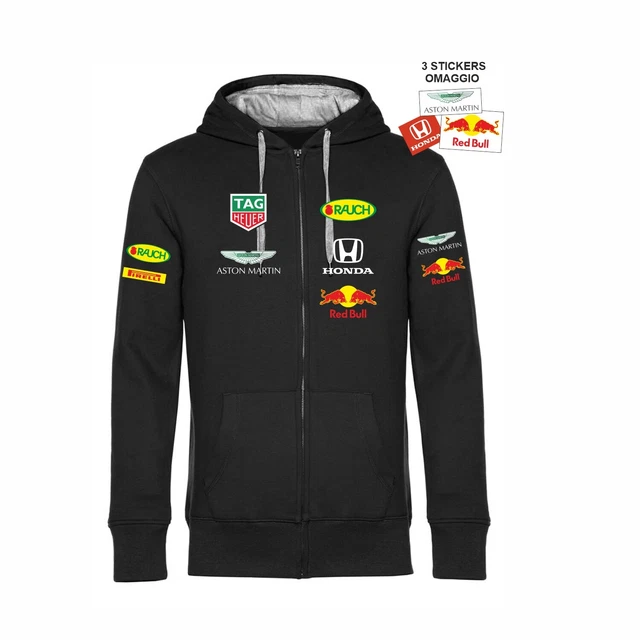 Felpa ZIP Cappuccio Gran Premio Team A. Martin replica corse GP+ stickers CUSTOM