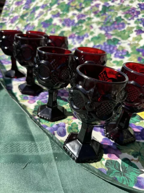 Vintage Avon Ruby Red Glass 6" Water Glasses