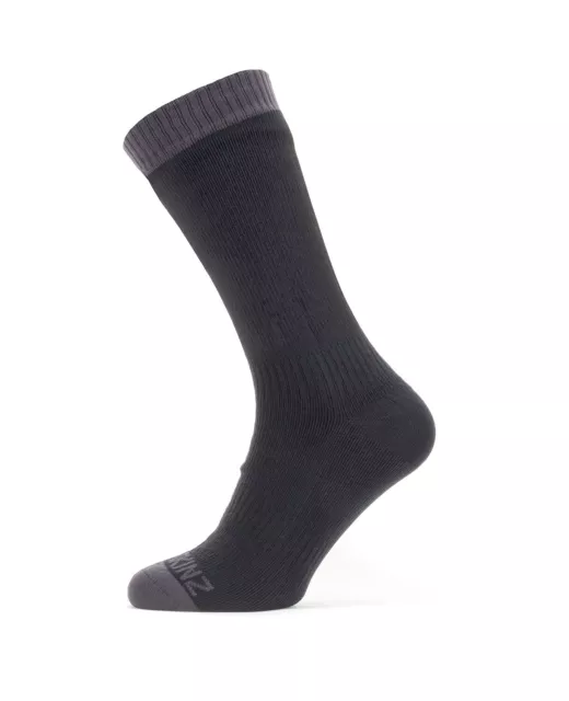 SealSkinz Waterproof Warm Weather Mid Length Socks - Black / Grey