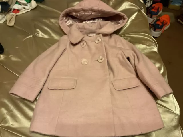 Next Girls Coat Baby pink Hooded jacket Winter 12-18 months