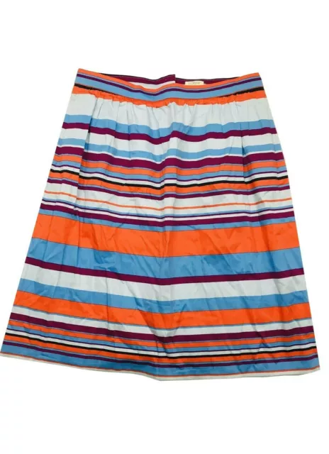 J. Crew Factory Womens Size 6 Stretch Multicolored Stripe Skirt Cotton