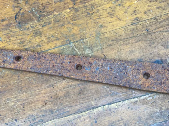 Antique 30"L Iron Strap Hinge w/ Spade Tip ~ Hand Forged Old Barn Door Hardware 4