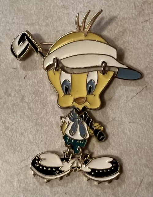 1994 Tweety Bird Pin Golf Brooch Warner Bros Tweety Bird Collectible Shirt Pin