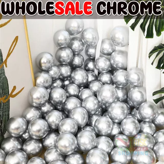 5'' 10'' Inch CHROME BALLOONS Helium Metallic Latex PEARL Wedding Party DECOR UK