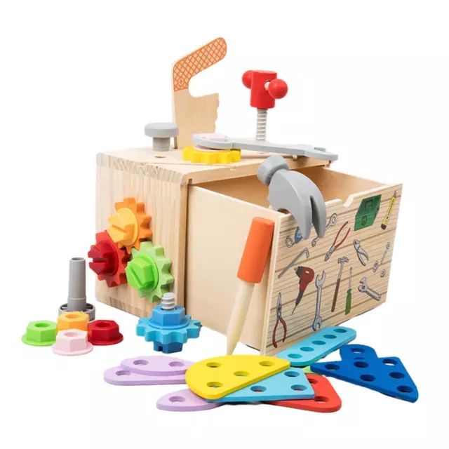 Wooden Toolbox Toy Develops Fine Motor Skills Pretend Play Construction Toy for