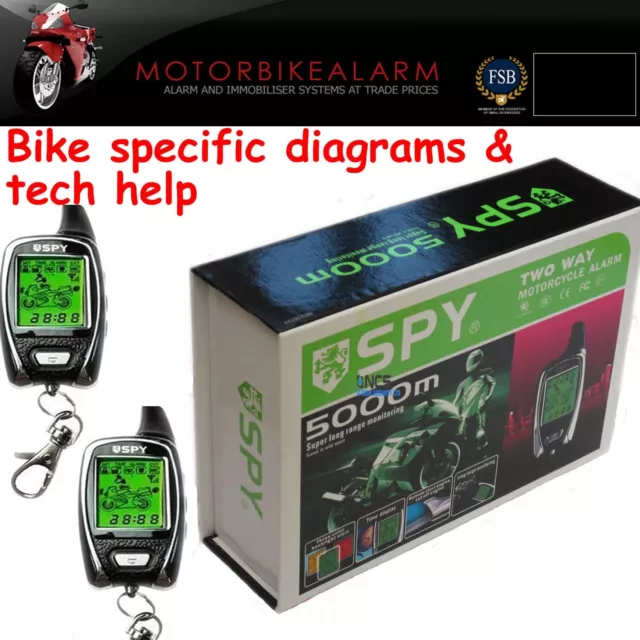 Spy 5000 Motorbike Motorcycle Alarm & Immobiliser 2 Way Lcd Pager Remote Start