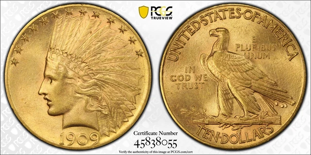 1909 S PCGS MS61 | Gold Indian Head - $10 Ten Dollar Eagle US Coin #43777A