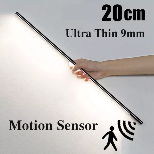 LED Motion Sensor Under Cabinet Closet Light USB Rechargeable Kitchen Lamp Strip