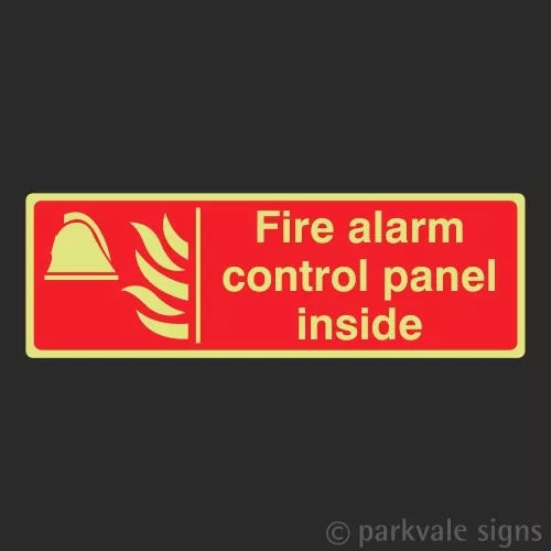 Photoluminescent Fire Alarm Control Panel Inside Glow In The Dark Sign