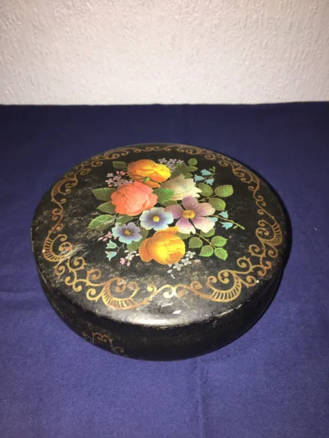 VINTAGE EMPTY TIN Box Marks And Spencer 1990 Round Shape Nice Flowers ...