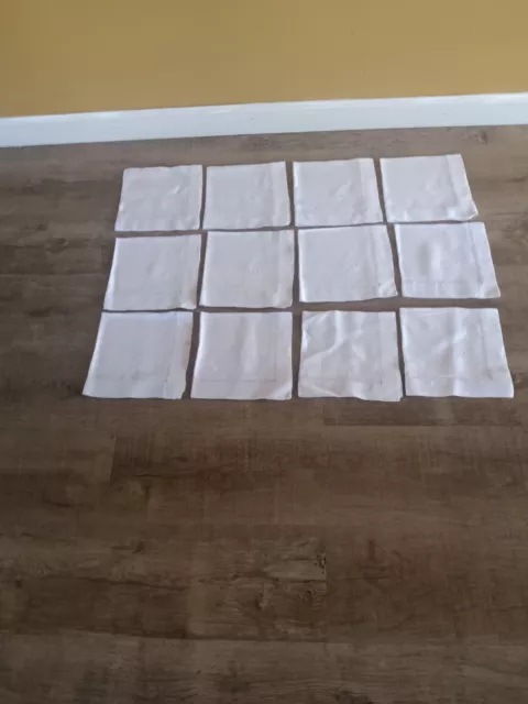 French set of 12 white cotton table linens napkins  monogram S L  vintage