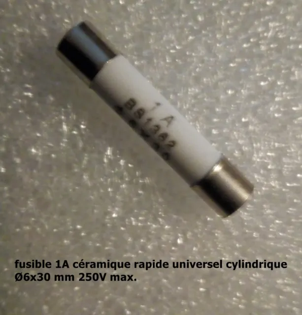 fusible céramique rapide universel cylindrique 6x30 mm/ 250V calibre 1 A  .F51.2