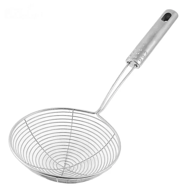 StainlessSteel Mesh Colander Strainer With Long Handle Spoon Oil Filter Scoop UK