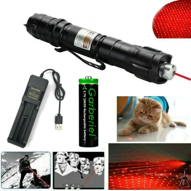 Laserpointer Rot 650NM Präsentation Stark Strahl Katze Hund Spielzeug+Ladegerät
