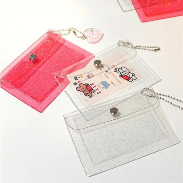 Fashion 2 Bits Transparent Waterproof PVC Card Case Card Holder Credit Card Bag