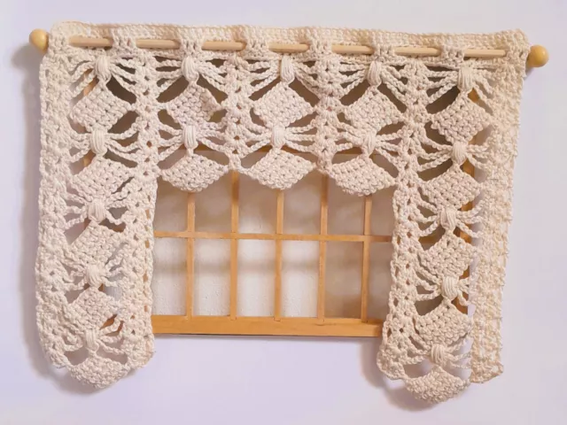 Dolls House 1/12 scale Curtains Crochet Lace for Georgian style Window