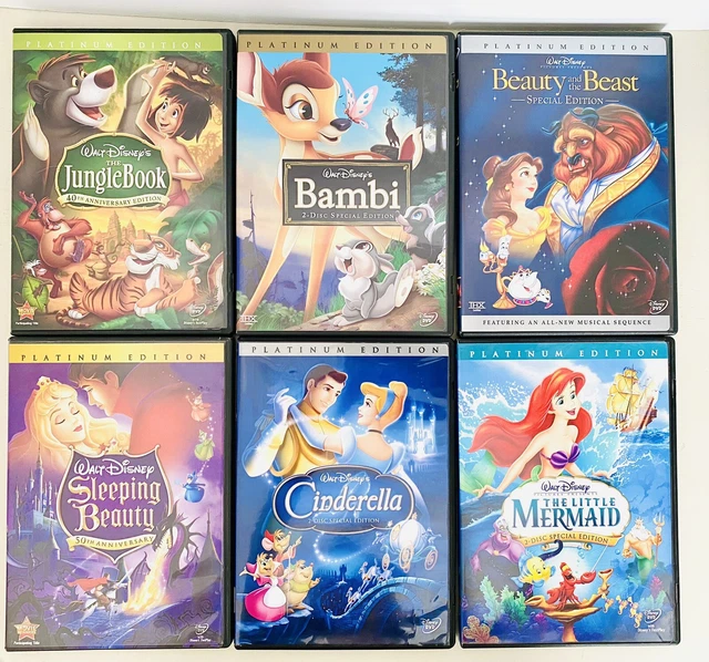 Lot of 6 Disney Platinum Edition DVD's ~ Cinderella, Jungle Book, Little Mermaid