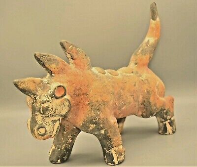 Antique Chinese Terracotta Ancient Guardian Mythical Beast Lion Statue Sculpture