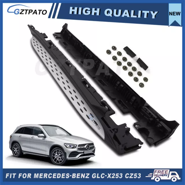 Fits 16-20 Mercedes Benz GLC X253 Aluminum Running Boards Side Step Nerf Bar L+R