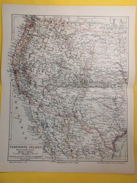 1875 Western UNITED STATES Vintage California Nevada MAP ORIG 11.5 x 9.5 C17-5