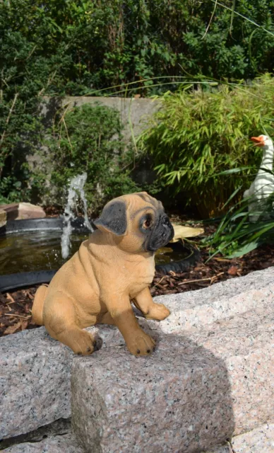 Deko Mops Figur Gartenfigur Skulptur Dekoration Hund Wohnung Garten Welpen Neu