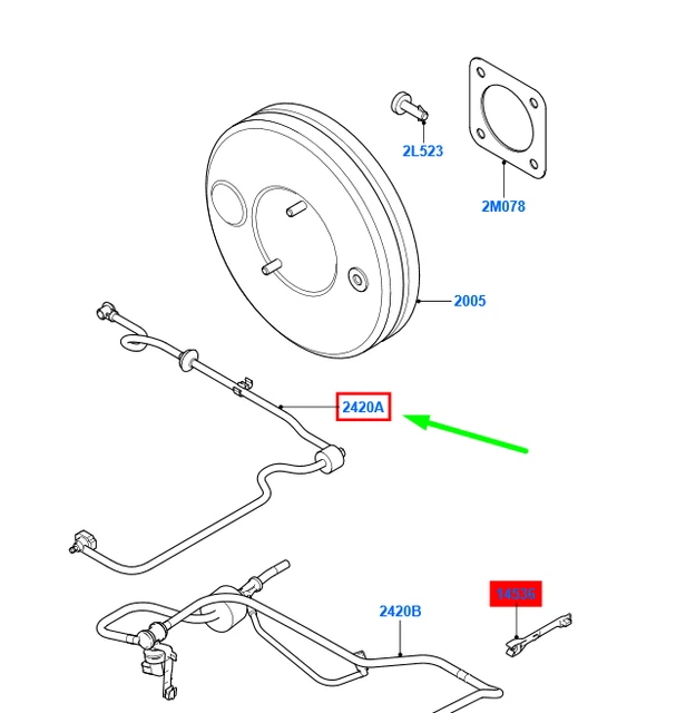 NEW FORD FOCUS Mk2 Brake Booster Vacuum Tube Rhd 9M512420Bb 1670640