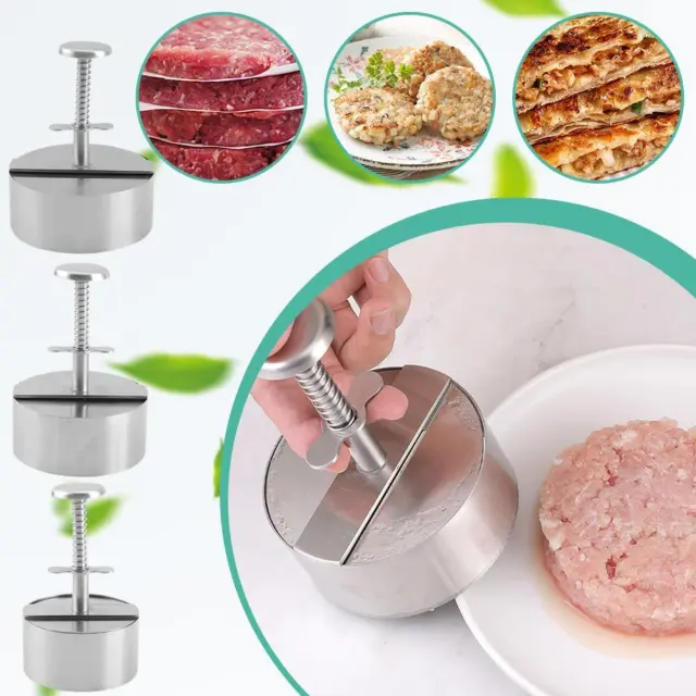 Burger Press Stainless Steel Hamburger Beef Meat Patty Stick Grill Maker G7 J3N9