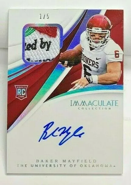 Baker Mayfield 2018 Panini Immaculate Rose Bowl Patch RC Autograph Auto #'d 1/5