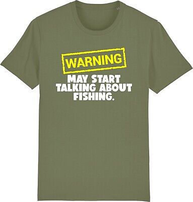 Avvertenza può iniziare a parlare di Pesca Pescatore Unisex Divertente Slogan T-shirt