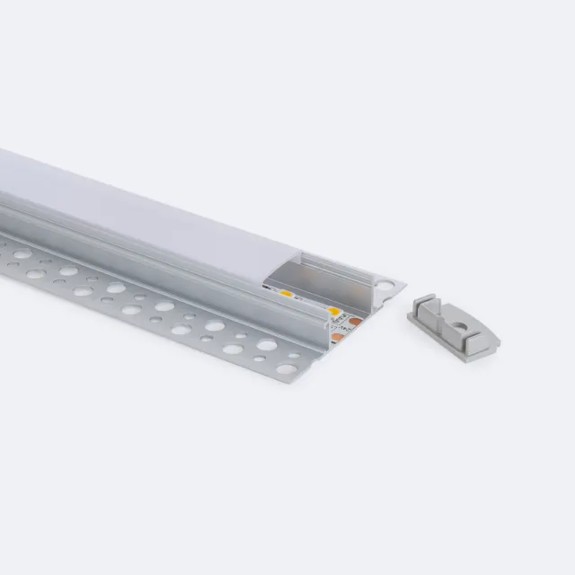 LEDKIA LIGHTING Perfil de Aluminio Empotrable para Escayola/Pladur con Tapa  Continua para Tira LED hasta 20mm 1m : : Iluminación
