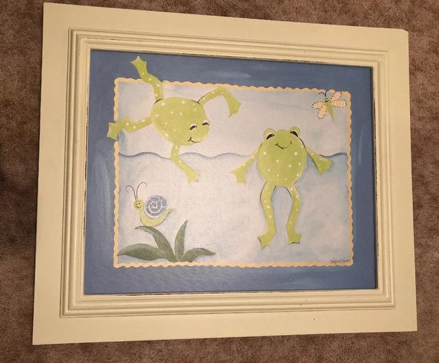 Doodlefish Gallery- Wrapped Wall Art  Frog Snail Signed Regina C Nouvelle Framed