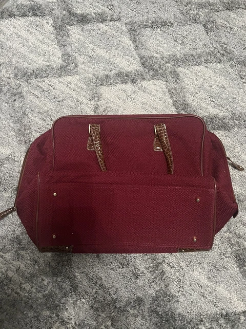 Samantha Brown Cranberry Tweed Croc Embossed Luggage Carry On Shoulder Bag 2