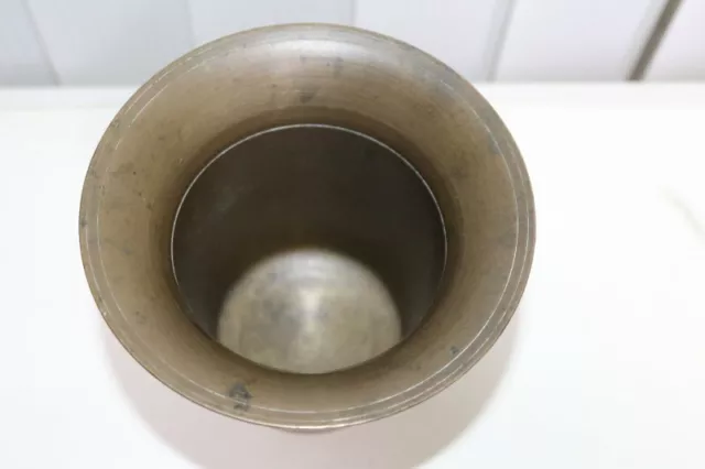 Antiker Bronze Mörser mit Pistill , Höhe 12,5cm , Durchm.13,5cm , 1,8 Kilo /'90 3