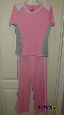 Youth Large 10 12 Danskin Now Pink Gray Casual Athletic SS Shirt & Pants Outfit
